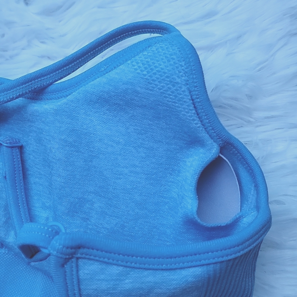 HP🎉 DYE DOYOUEVEN Impact Baby Blue Crop Sports Bra - Size L - Picture 6 of 8